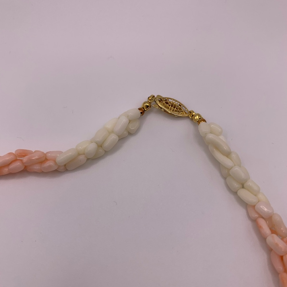 Vintage Angel Skin Coral Twisted Multistrand necklace - Picture 5 of 6